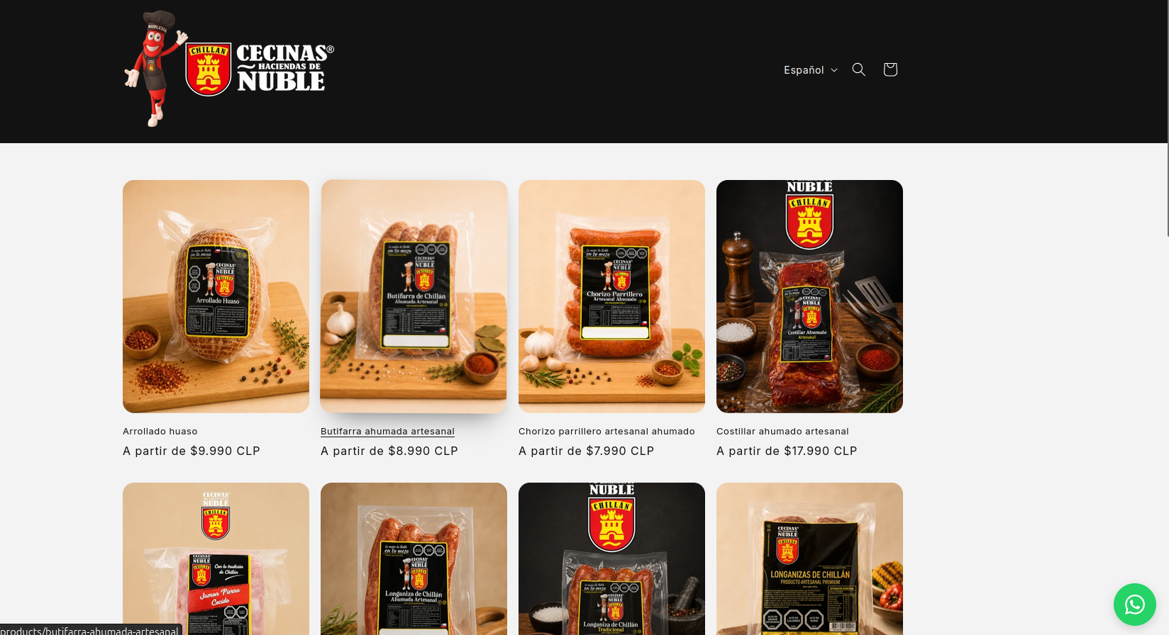 Tienda online Cecinas Haciendas de Ñuble