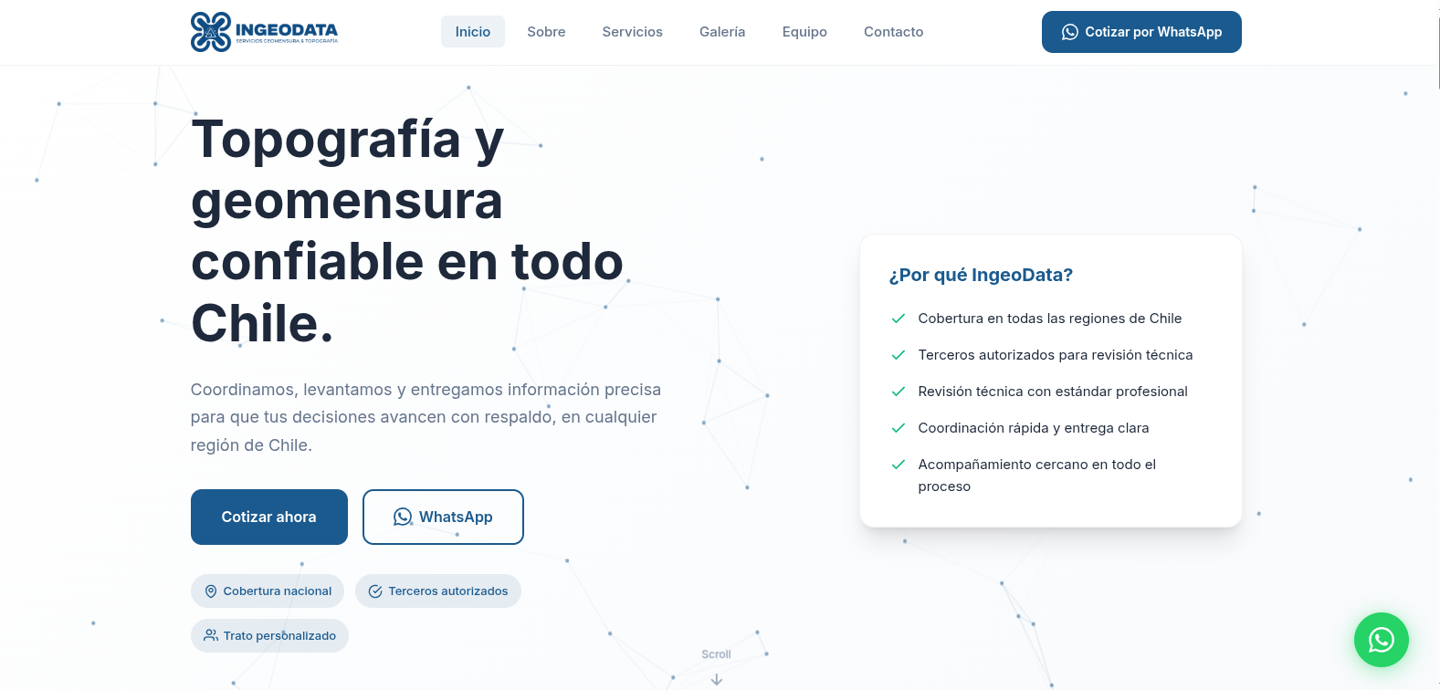 Landing Page Servicios Topográficos Ingeodata